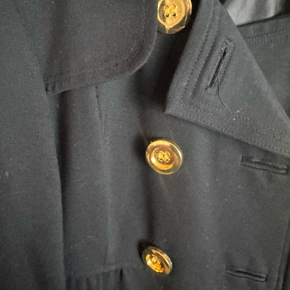 INC International Concepts Black Trench Coat with Gold Buttons - Picture 4 of 7